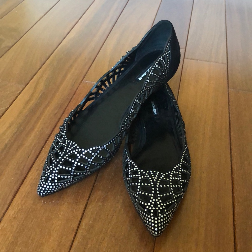 Giorgio Armani embellished cutout flats 36.5